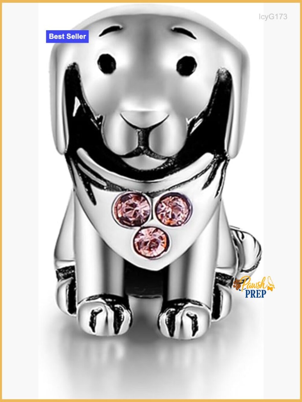 925 Sterling Silver Puppy Dog Charm Bead for Bracelets